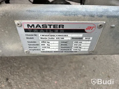 Biltransport med kåpa, Master Trailer GTE 540, 3000 kg, -2013