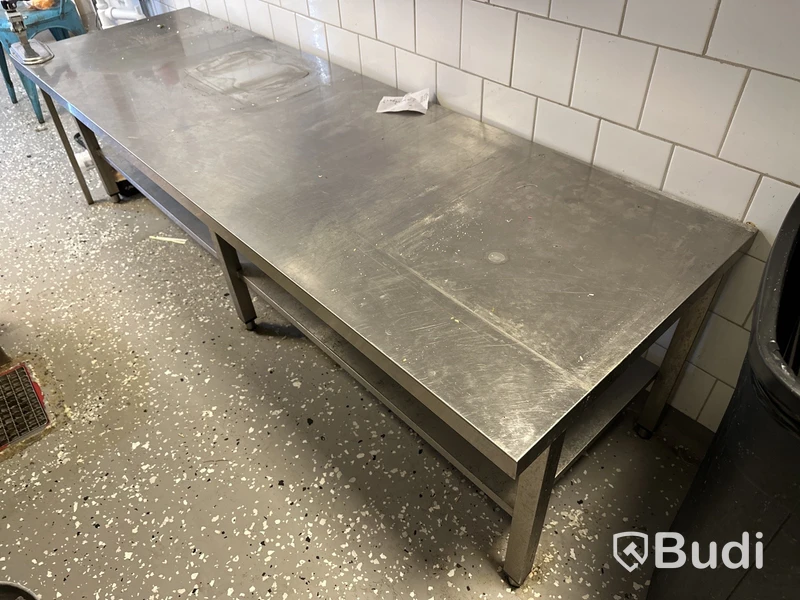 Rostfri bänk låg B 210 D 65 H 60 cm