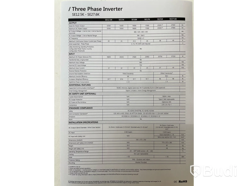 Växelriktare SolarEdge 3-fas 12.5K.