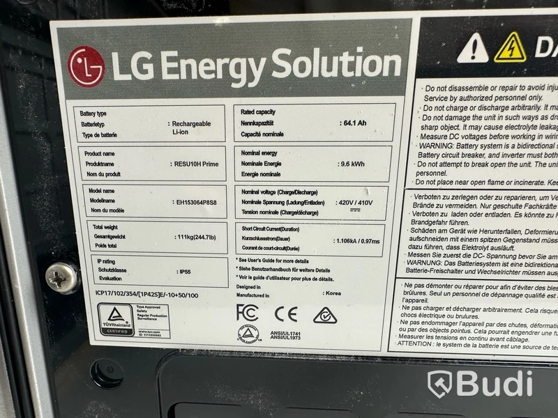 Batterilagring LG RESU 10H Prime 9.6kWh.