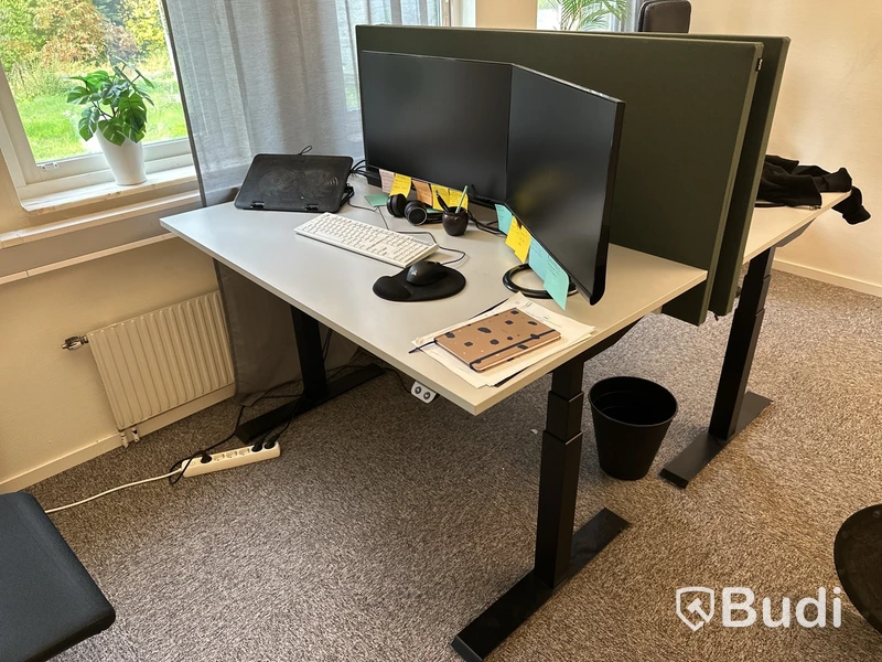 Skrivbord höj- och sänkbart och väggskärm