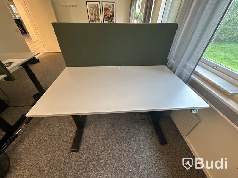 Skrivbord höj- och sänkbart och väggskärm