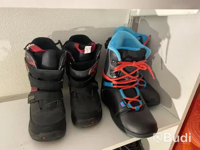 29st begagnade Snowboardboots olika storlekar och märken.