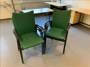 Stolar 6st, med grönt plastklädsel. - Rum 4051