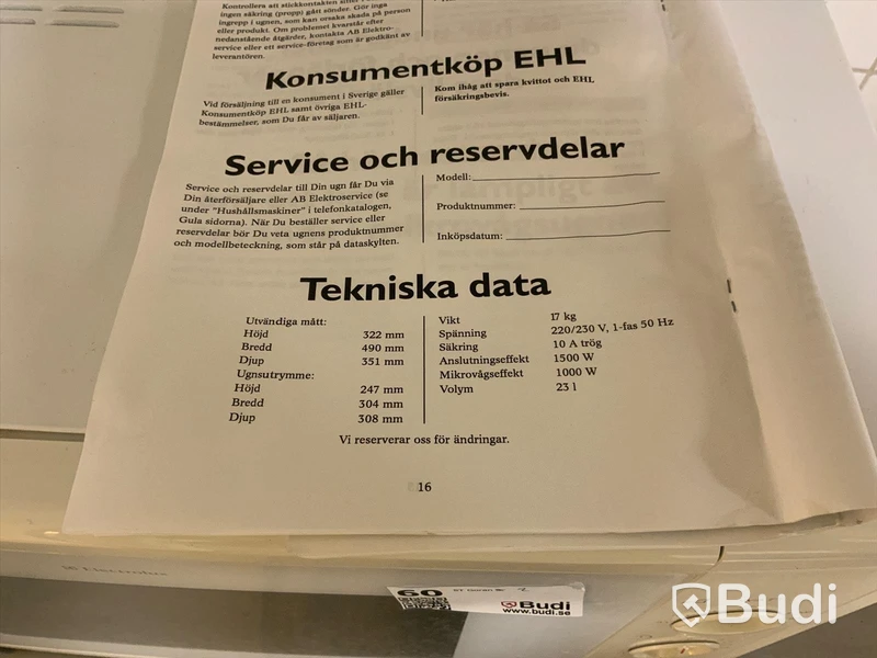 Microvågsugn Electrolux - Rum 3065