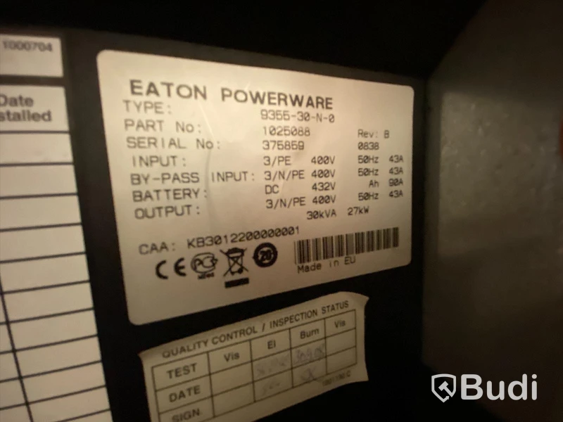 UPS Eaton Pwerware 9355-30-N-0 ink 36 batteripack FIAM 12FIT101