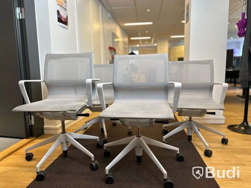 Kontorsstolar, 4 st - Vitra Physix, vit/grå med tygsits