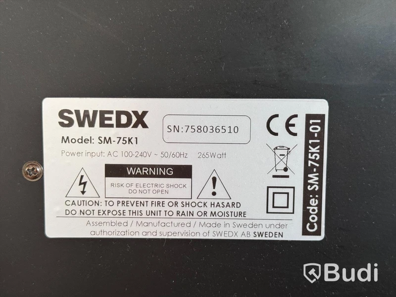 Skärm/display på stativ med hjul - Swedx SM-75K1, diagonalt 192 cm