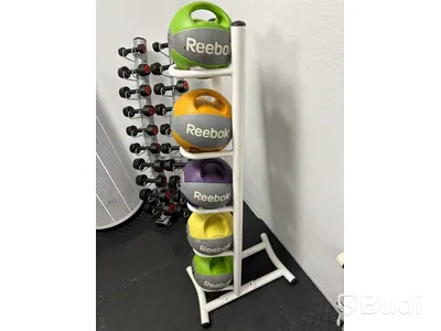 5 st double grip medicine ball med stativ