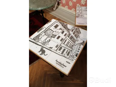 Set om två stycken bord i Stockholmsmotiv