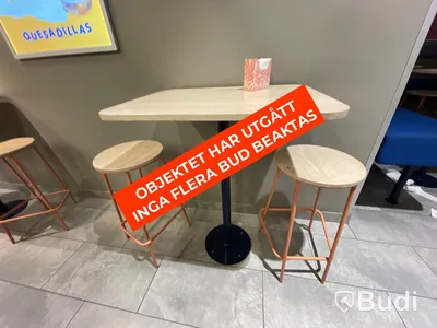 2st väggmonterade bord med 4st sittpallar