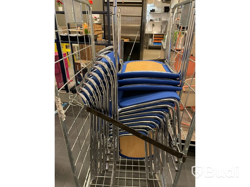 Blåa stolar med metallram (15st)