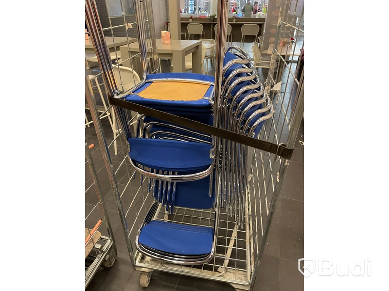 Blåa stolar med metallram (15st)
