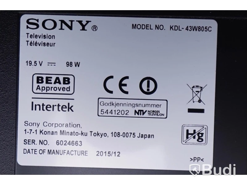 TV 43” SONY KDL-43W805C