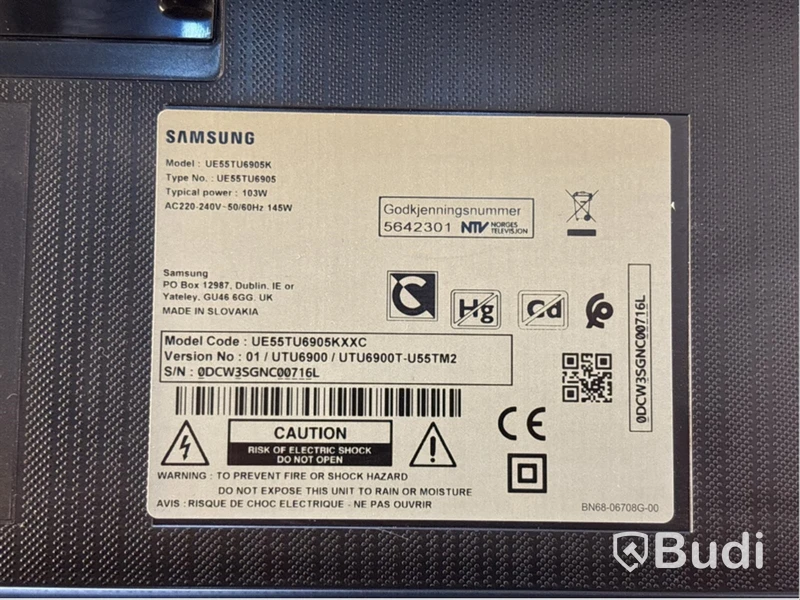 TV-skärm Samsung, UE55TU6905K, 55 tum 4K UHD-TV