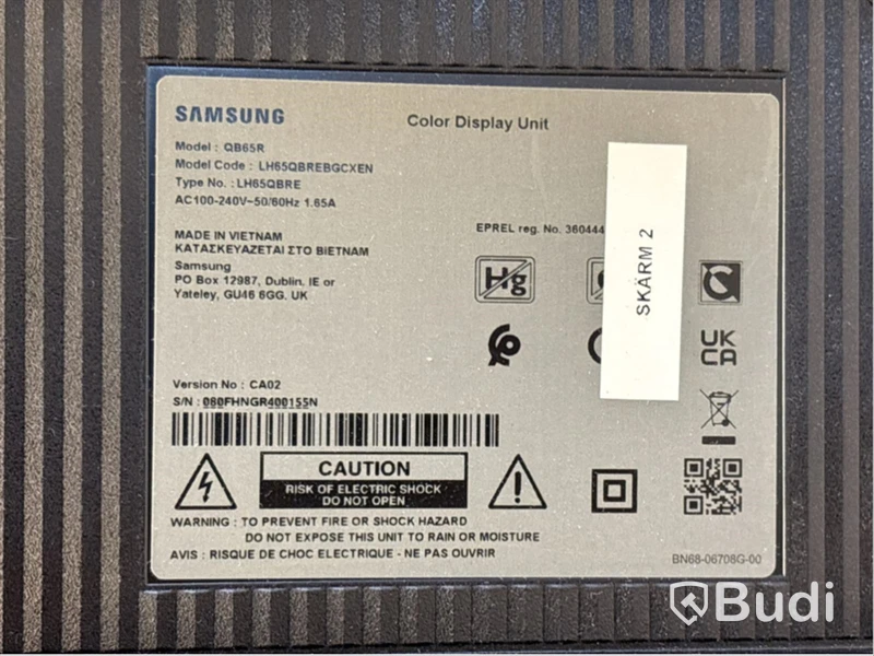 TV-skärm Samsung, QB65R, smart digital signage display, 4K
