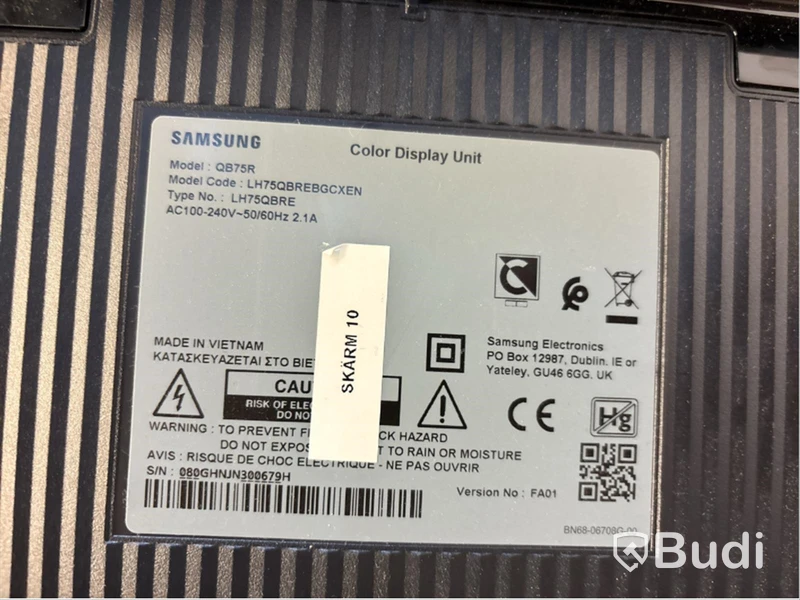 TV-skärm Samsung, QB75R, 75 tum 4K UHD-panel med rikt färgspektrum