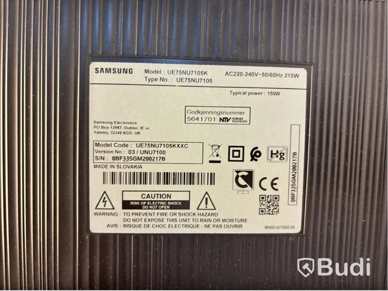TV-skärm Samsung 75 tum UHD Smart TV UE75NU7105