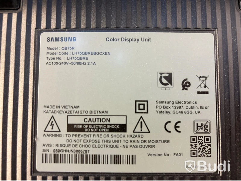 Tv-skärm Samsung, QB75R, 75 tum smart digital signage display 4K
