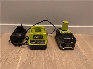 Laddare & batteri Ryobi 5.0 Ah (fri frakt)