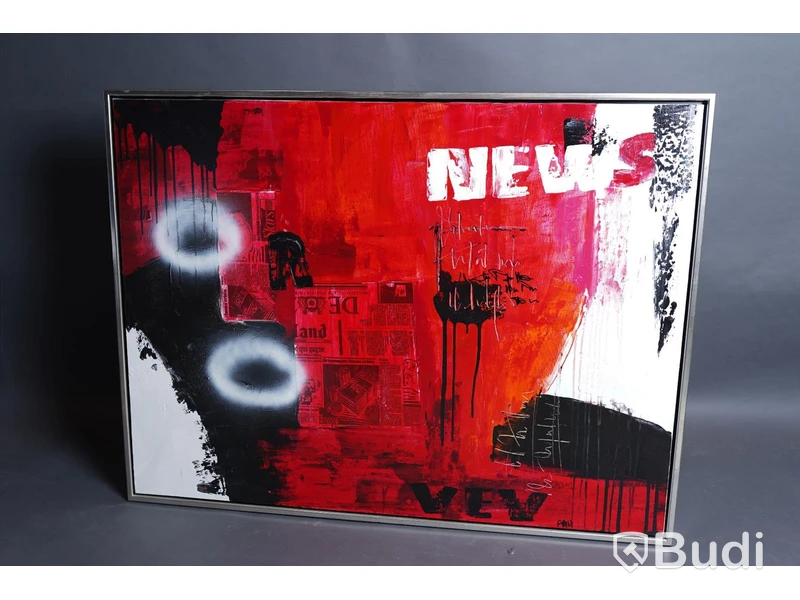 Tavla - 124 x 95 cm, canvas, ram trä silver.