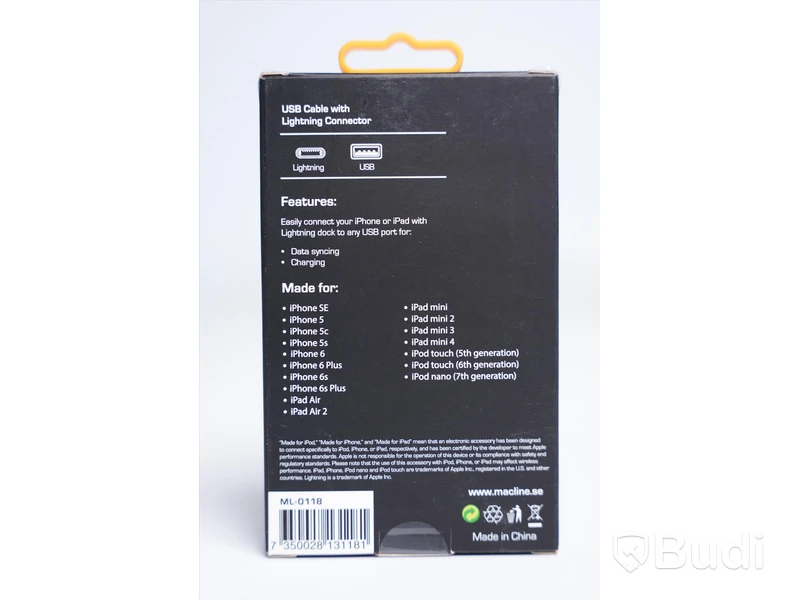 USB-kabel 3 st. - MACLINE, Lightning connector 1 m. Ny, Obruten förpackning.