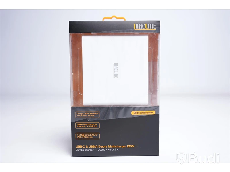 Laddare USB, MacLine Multicharger 80W 1xUSB-C och 1xUSB-A. Ny, Obruten förpackning.