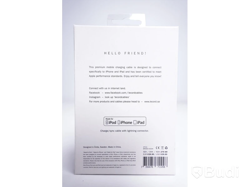 Laddsladd 3st - LE CORD, Premium charge and sync cable. Ny, Obruten förpackning.