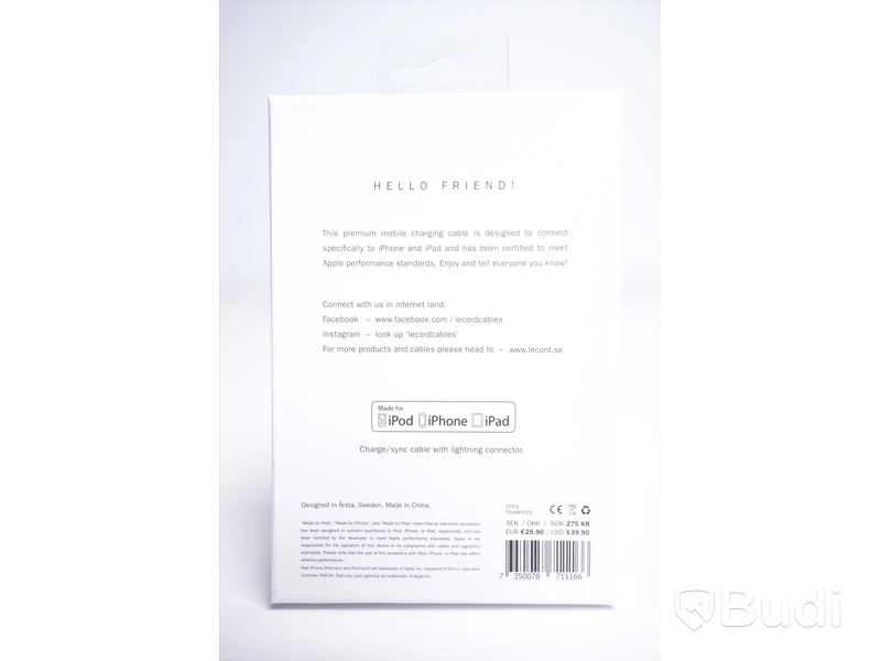 Laddsladd 3st - LE CORD, Premium charge and sync cable. Ny, Obruten förpackning.