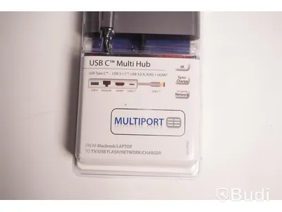 Multiadapter 2st USB-C, Sinox USB C Multi Hub. Ny, Obruten förpackning.
