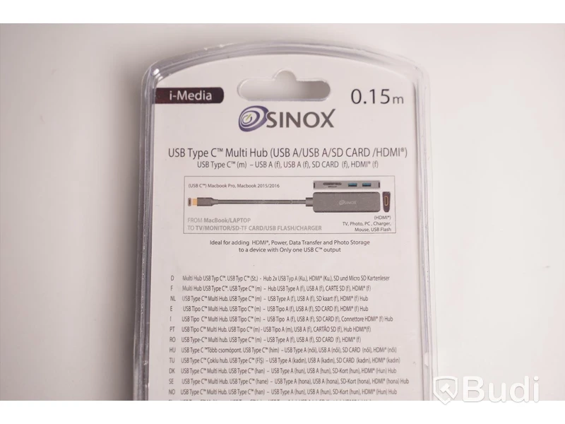 Multiadapter 2st USB-C, Sinox USB C Multi Hub. Ny, Obruten förpackning.