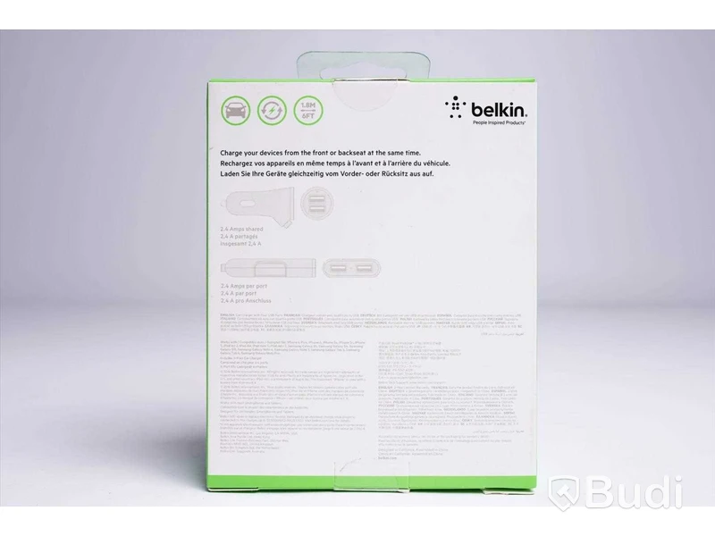 Mobilladdare bil - 2 st, 4-port passenger car charger, Belkin. Ny, Obruten förpackning.
