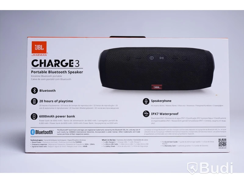 Vattentät bärbar Bluetooth-högtalare. JBL CHARGE 3