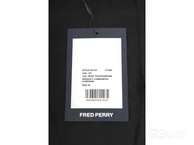 Cardigan - Fred Perry, Lamb wool, Svart (Storlek XL)  Ca Nypris 2000 kr