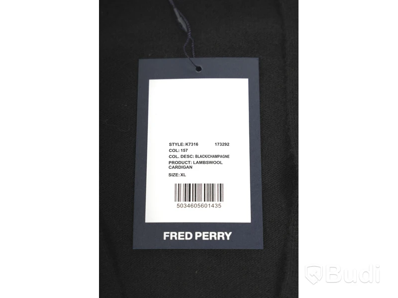 Cardigan - Fred Perry, Lamb wool, Svart (Storlek XL)  Ca Nypris 2000 kr