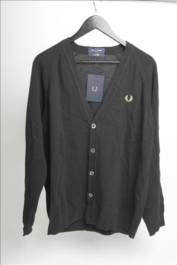 Cardigan - Fred Perry, Lamb wool, Svart (Storlek S)  Ca Nypris 2000 kr