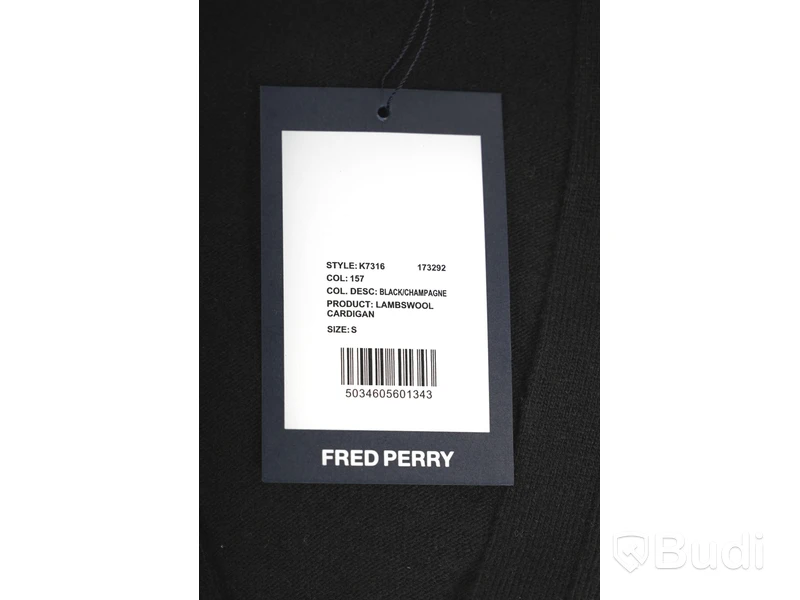 Cardigan - Fred Perry, Lamb wool, Svart (Storlek S)  Ca Nypris 2000 kr