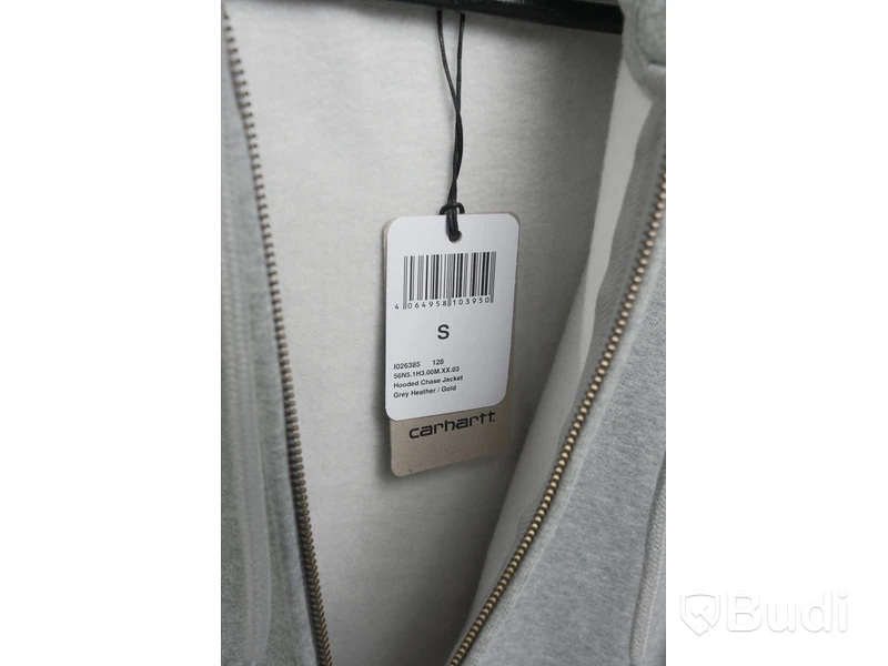 Hoodie med dragkedja- Carhartt, Hooded chase jacket, grey heather/ gold  (Storlek S)