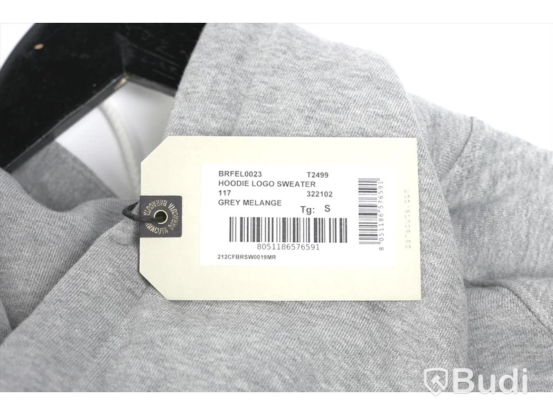 Hoodie - BARACUTA, Hoodie Logo Sweater, Grey Melange (Storlek S)