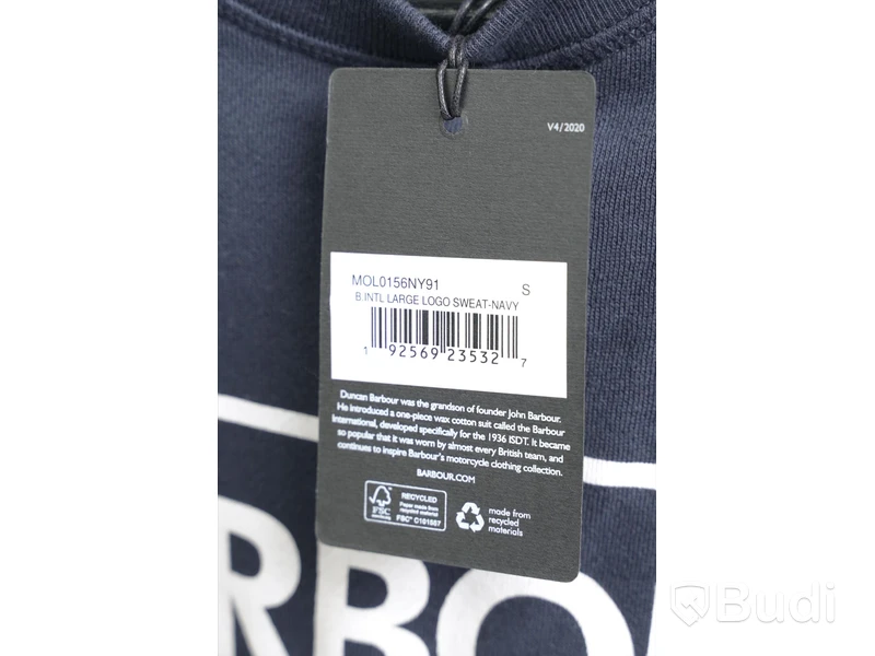 Tröja - Barbour, Large Logo Sweat-Navy (Strl S)  ca Nypris: 1000 kr