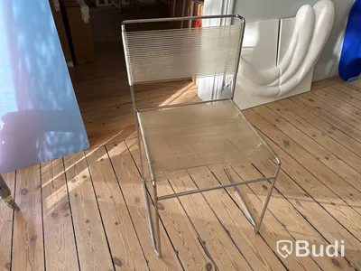 Runt bord i glas med 4 st. Stolar från Giandomenico Belotti, modell "Spaghetti"