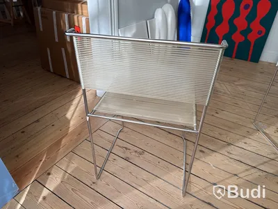 Runt bord i glas med 4 st. Stolar från Giandomenico Belotti, modell "Spaghetti"
