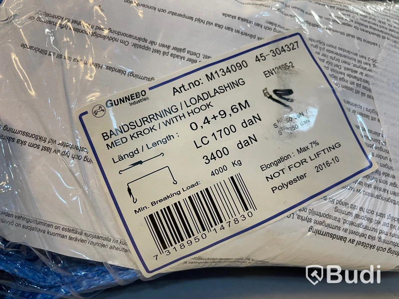6st NYA Spännband, Gunnebo, 4 ton, 0,4 + 9,6 m, M134090, totalt ord pris ink moms ca: 2000kr