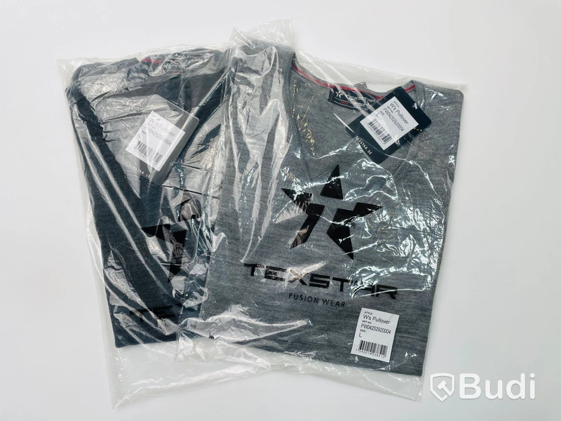 2 st stickade tröjor dam stl L, ljusgrå och mörkgrå, Texstar pullover v-neck PW04, Totalt ord. pris inkl. moms: ca 2208 kr