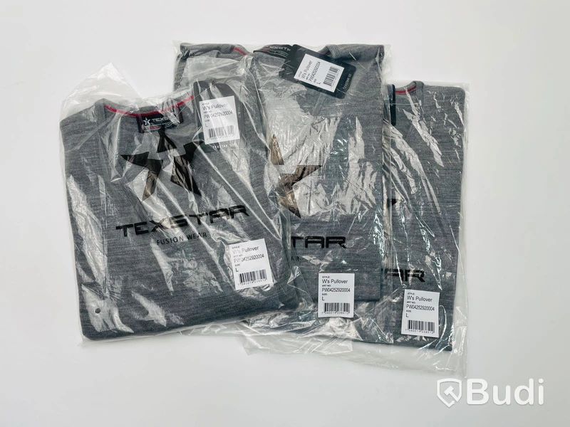 3 st. stickade tröjor dam stl L ljusgrå, Texstar pullover v-neck PW04, Totalt ord. pris inkl. moms: ca 3312 kr
