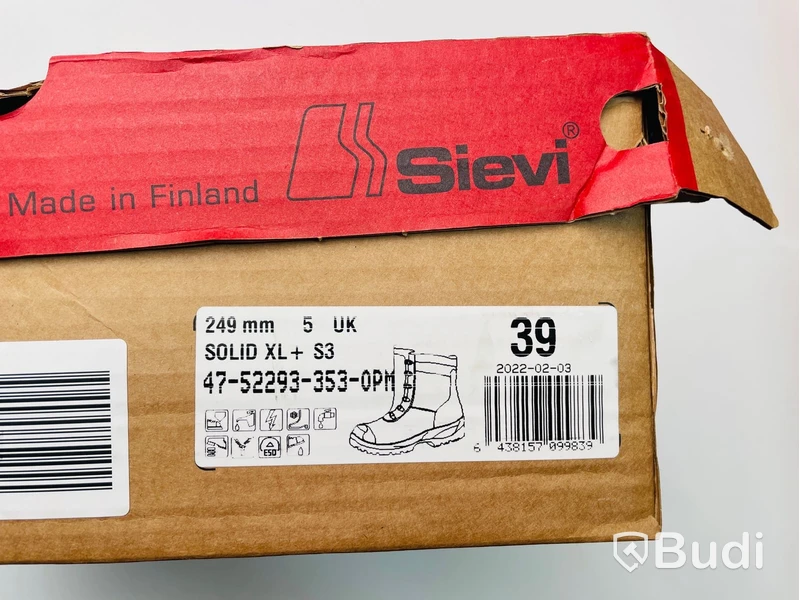 Arbetsskor dam stl 39 svart Sievi Solid XL+ S3, Ord. pris inkl. moms: ca 1935 kr