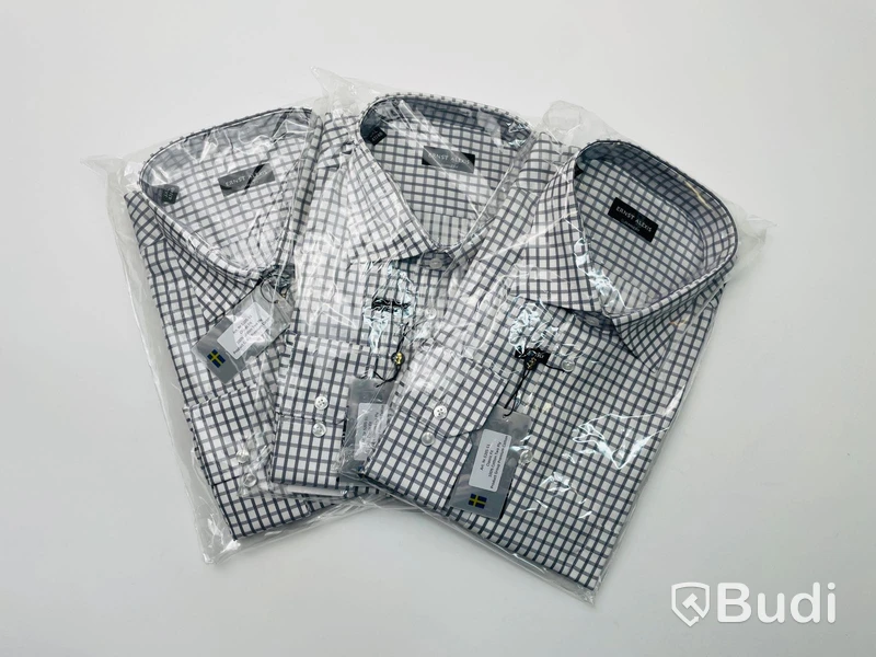 3 st skjortor NY herr stl XXXL grå rutmönstrad, classic fit Ernst Alexis 100% bomull, totalt ord. pris ca: 1025 kr