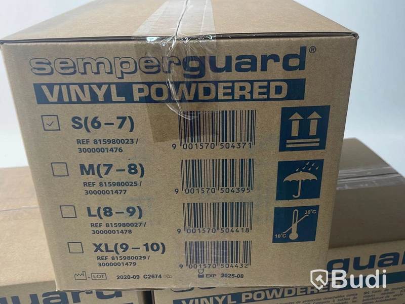 30st 100pack GLOVES VINYL POWERED NYA. Stl: 6-7/S. Märke: Semperguard. ord. pris ca: 3000 kr