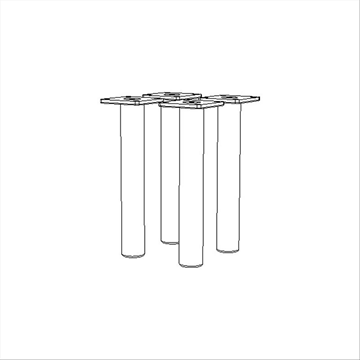 (NY) 156 st. 4-pack ben, Cube, diameter 2,5 cm, höjd 18 cm, vitlack massiv björk