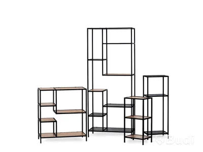 49 st. hylla, Steel, 29x39 cm, höjd 110 cm, svart metall, utan hyllplan